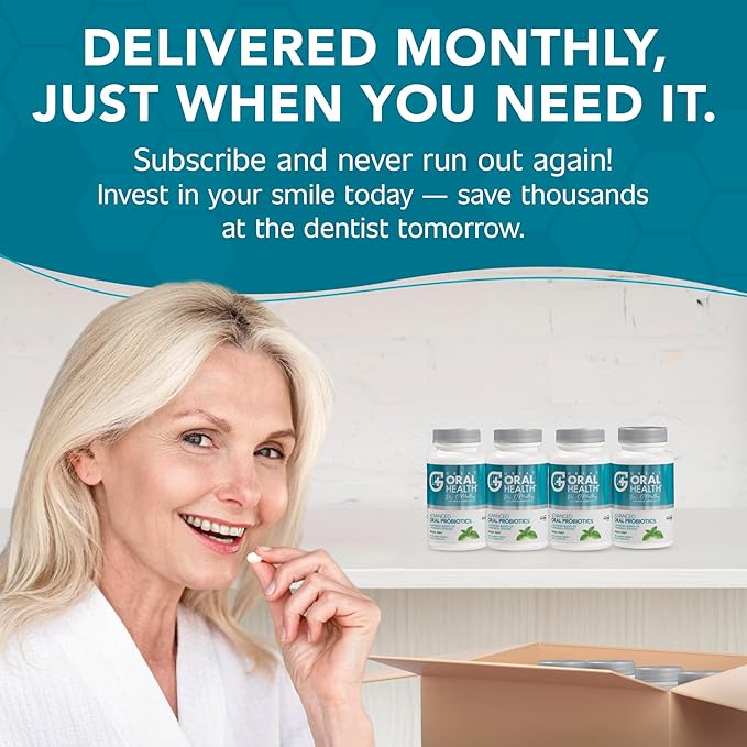 Oral Probiotics for Mouth Bad Breath Treatment for Adults; Dentist Formulated Dental Probiotics for Teeth and Gums Health & Chronic Halitosis with BLIS K12 M18, 60 Chewable Oral Health Tablets Mint