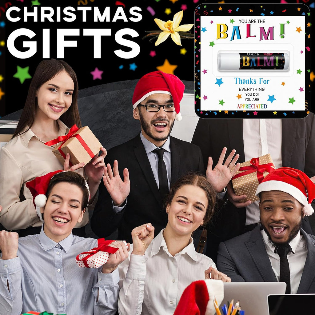 2 Pack Christmas Employee Appreciation Gifts Bulk Lip Balms Teacher Staff Team Xmas Thank You Gift You're the Balm Thanksgiving Party Favors Christmas Stocking Stuffers for Women Men Volunteer