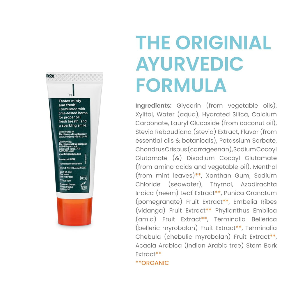 Himalaya Botanique Neem & Pomegranate Travel Toothpaste, Mint Flavor - Travel Size Fluoride Free Toothpaste Fights Plaque & for Fresh Breath - Vegan, Gluten Free, No SLS, 0.74 oz (Pack of 10)