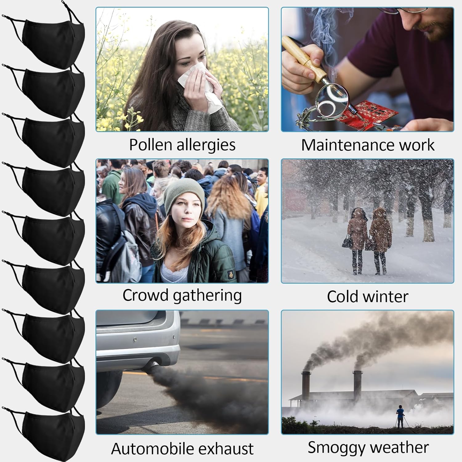 18 Pack Reusable Cloth Face Masks Washable Cotton Face Mask Adjustable Breathable Fabric Mask