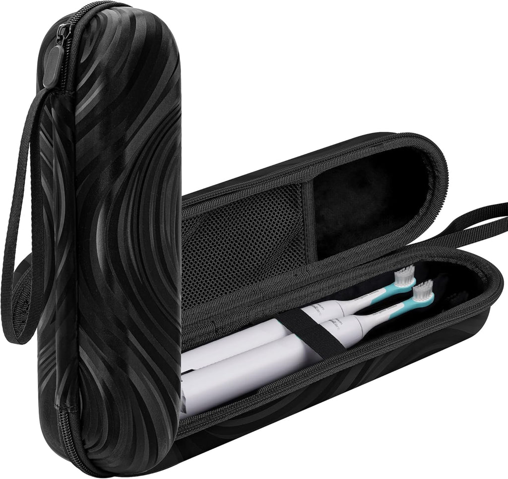 Electric Toothbrush Case, Carrier Bag for Travelling, Portable Toothbrush Carrying Case Holder Compatible with AquaSonic, Sumkyle, Oral-B iO Series, Philips Sonicare. (Black)