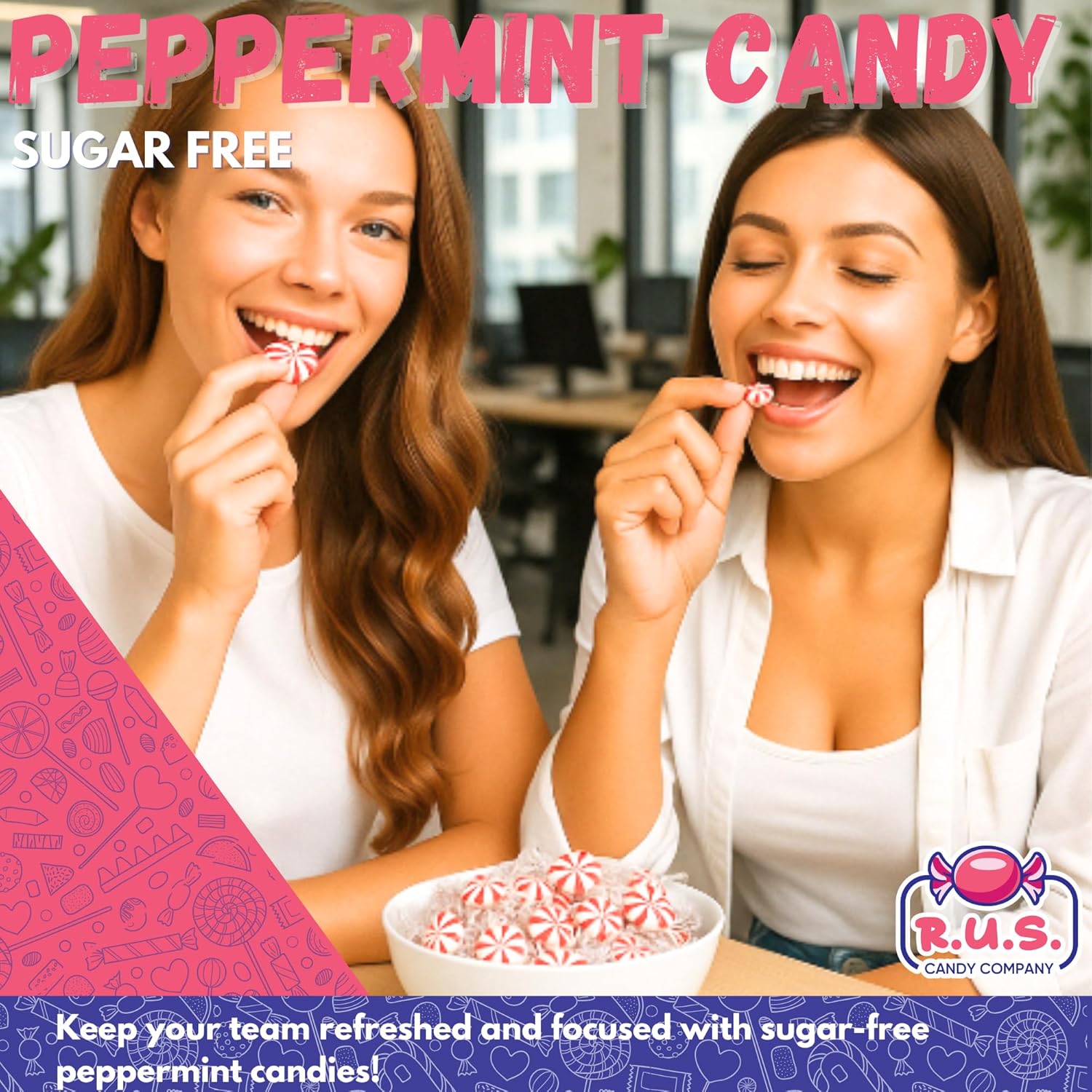 Sugar Free Peppermint Hard Candy Starlight – About 150 Individually Wrapped Breath Mints – Bulk 2 Pound Bag – Refreshing Mint Flavor – Keto Friendly, Diabetic Candy, Gluten Free (2 Pound, Peppermint)