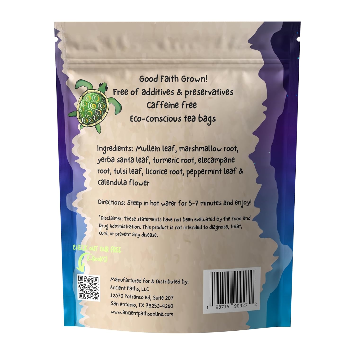 Ancient Paths Mullein Herbal Tea Blend - Respiratory Support & Immunity - Mullein Tea Leaf, Licorice, Peppermint, Elecampane - Caffeine-Free, Sustainable Tea Bags & Good Faith Grown (20 Sachets)