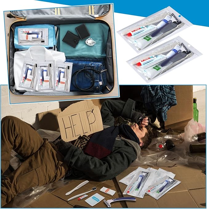 Suclain 96 Pack Hygiene Kits Bulk for Homeless Travel Size Toiletries and Dental Hygiene Kit Homeless Care Package Supplies Charity Donation Ready for Shelter Church Emergency Prep