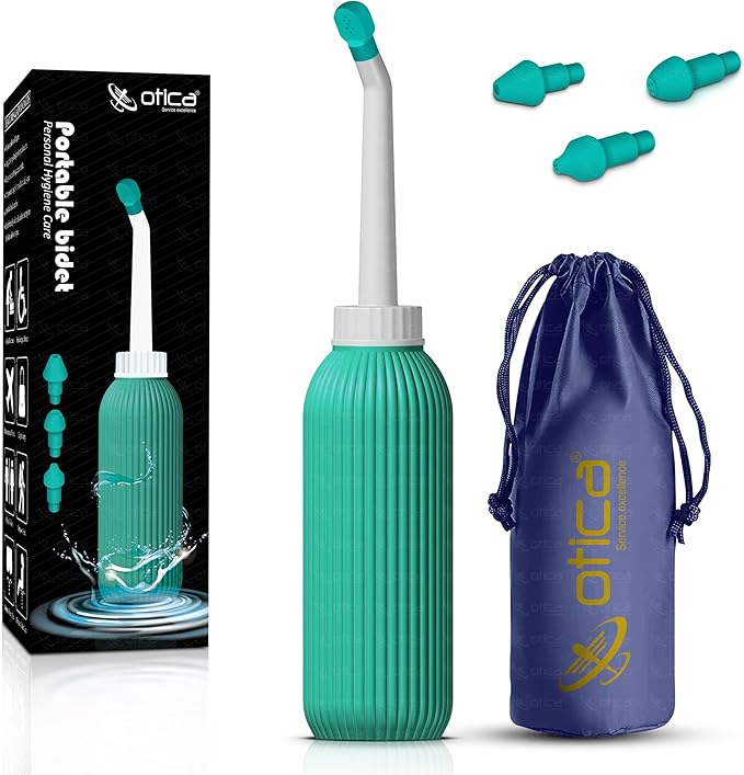 Upside Down Peri Bottle for Postpartum Care, Portable Bidet for Perineal Cleansing, 500ml Capacity,4 Nozzle Tips ,Angled Nozzle, Travel-Friendly, Handheld Washer for New Moms, Unisex