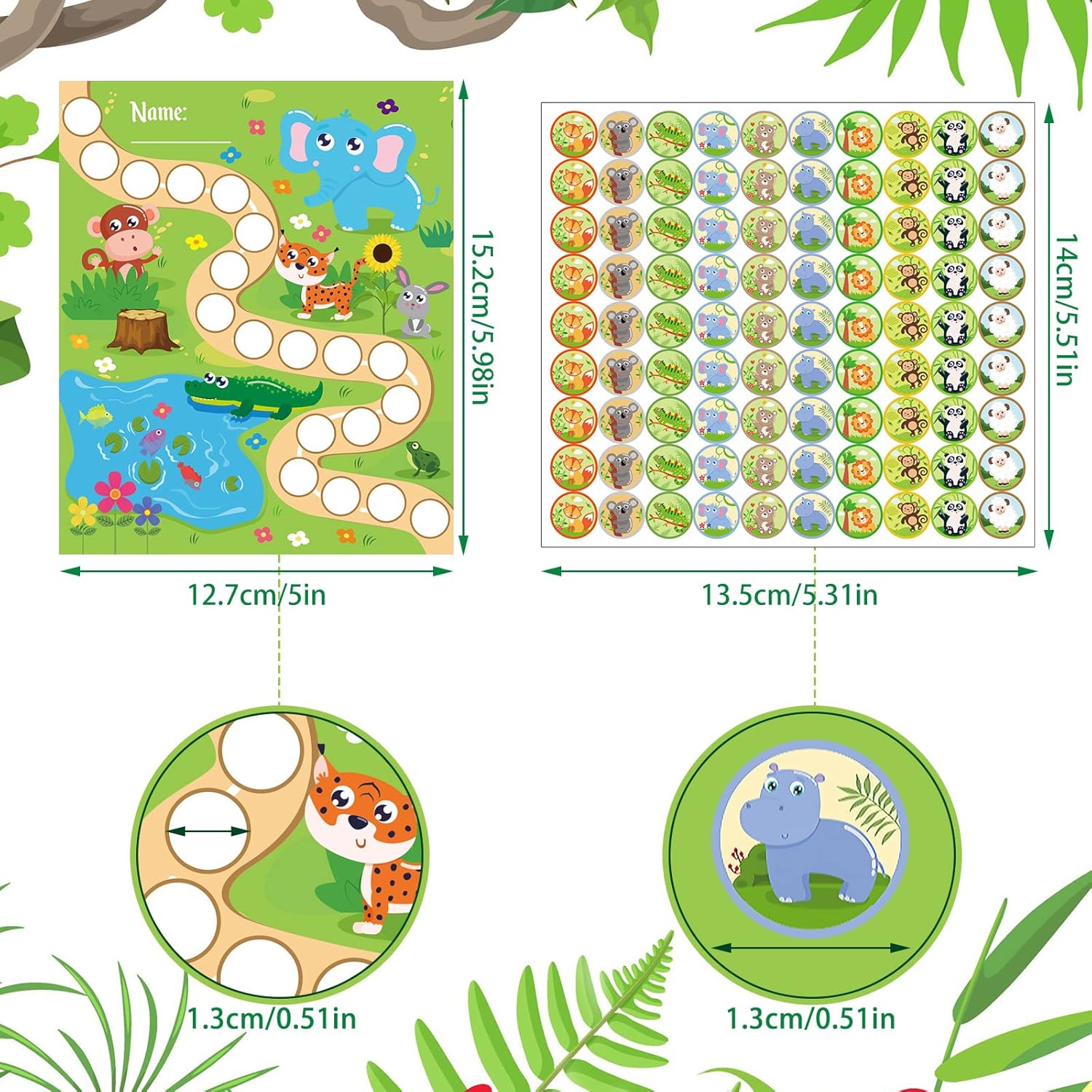 100 Pieces Sticker Charts for Kids Incentives Reward Chart for Kids Behavior in 4 Designs with 2160 Mini Animal Stickers Dry Erase Chore Chart for Classroom Teaching or Home Using