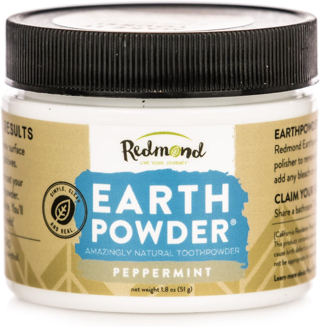 Redmond Earthpowder, All Natural Tooth and Gum Powder Bentonite Clay, Peppermint
