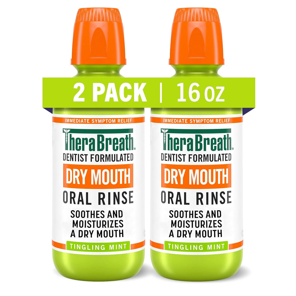 TheraBreath Dry Mouth Oral Rinse, Tingling Mint, Dentist Formulated, 16 Fl Oz (2-Pack) & Dry Mouth Dentist Formulated Sugar-Free Lozenges, Mandarin Mint, 24 Count