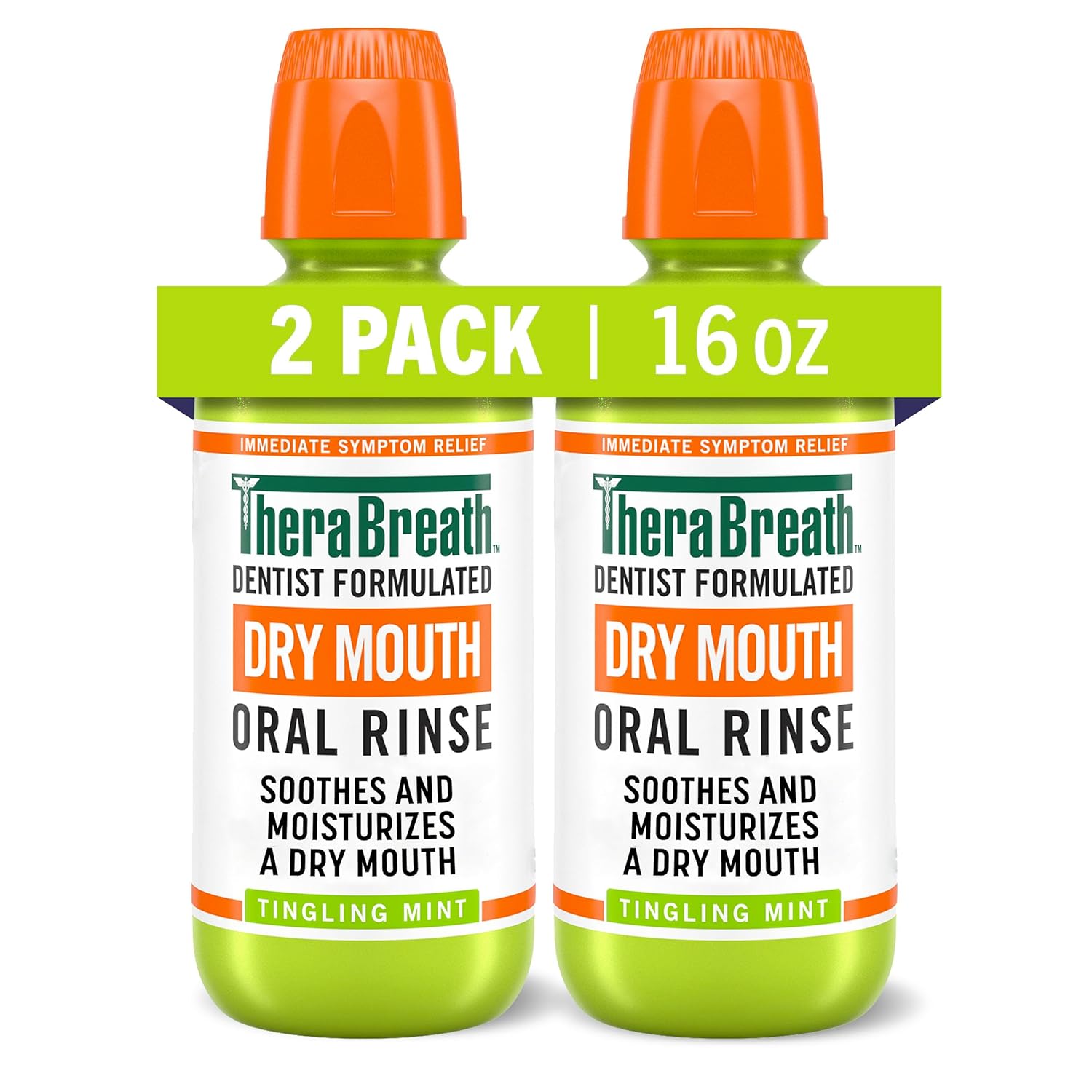 TheraBreath Dry Mouth Oral Rinse, Tingling Mint, Dentist Formulated, 16 Fl Oz (2-Pack) & Dry Mouth Dentist Formulated Sugar-Free Lozenges, Mandarin Mint, 24 Count
