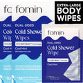 FOMIN Travel Cold Shower Wipes - 20 Pack - No Rinse XL Bathing Wipes with Vitamin E - Fragrance-Free Full Body Wipe for Adults - Individually Wrapped Waterless Bath Wipe for Hygiene, Camping, & Gym