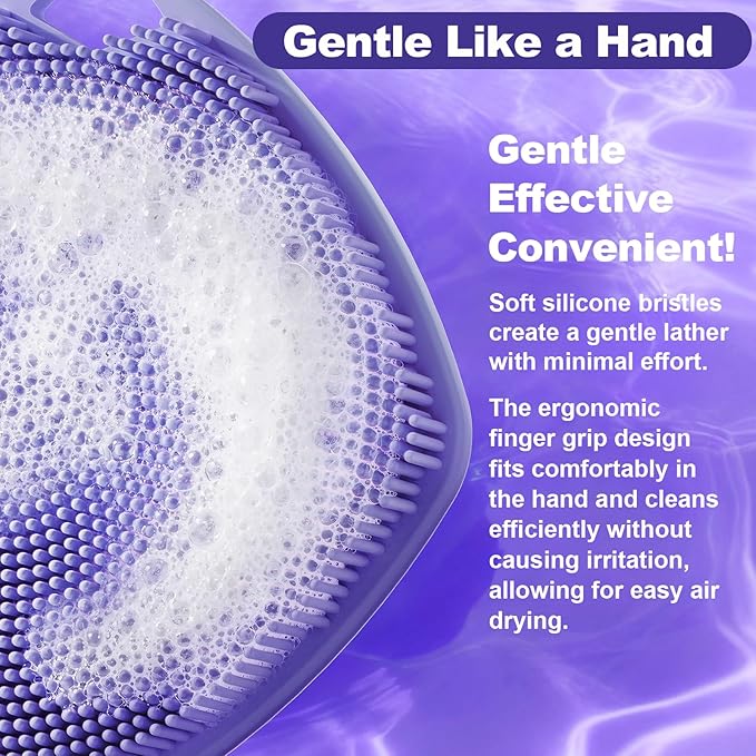 2 Pack Face Scrubbers, Silicone Face Scrubber Soft Bristles, Gentle Lather, Exfoliating & Deep Cleaning for Sensitive Skin, Giant Suction Cup Stick Securely, Easy to Store (Purple)