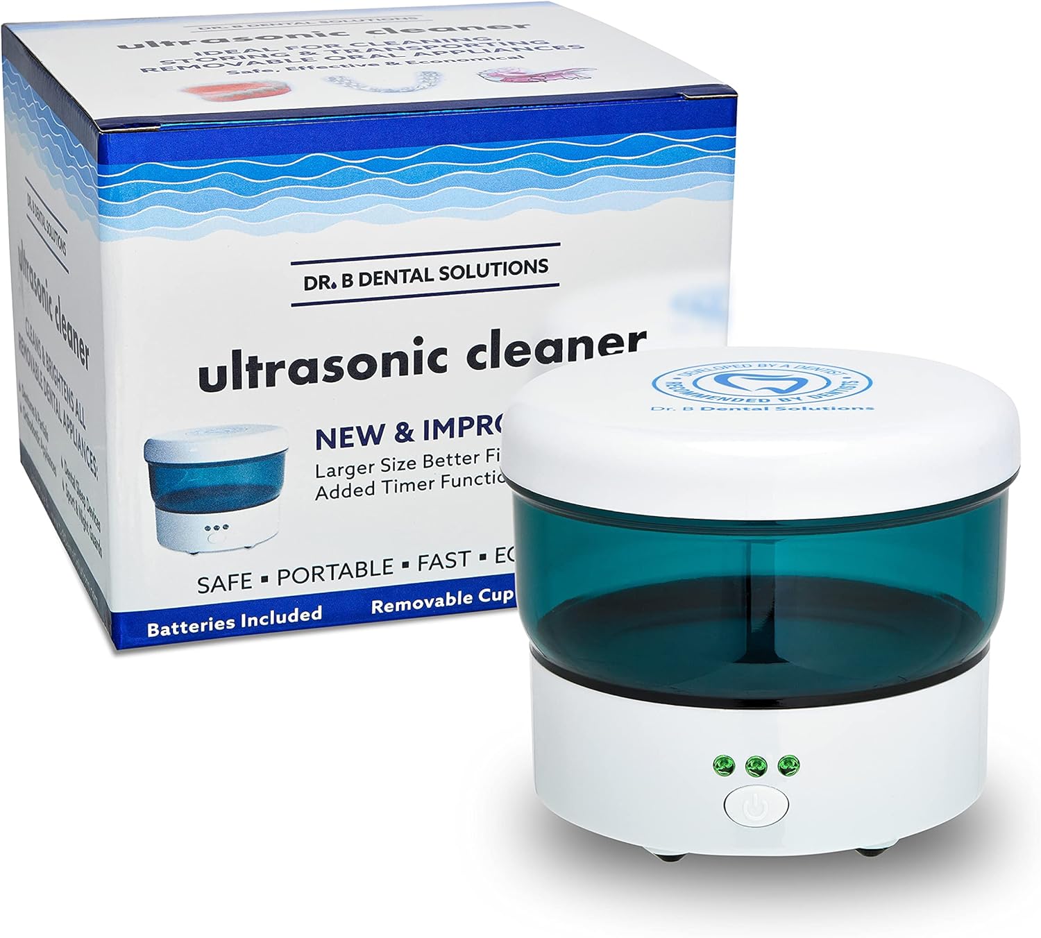 Dr. B Dental Solutions Ultrasonic Cleaner – Efficient Dental Cleaner with High-Frequency Waves for Removing Debris and Stains from Dentures, Night Guards, Retainers, and Aligners