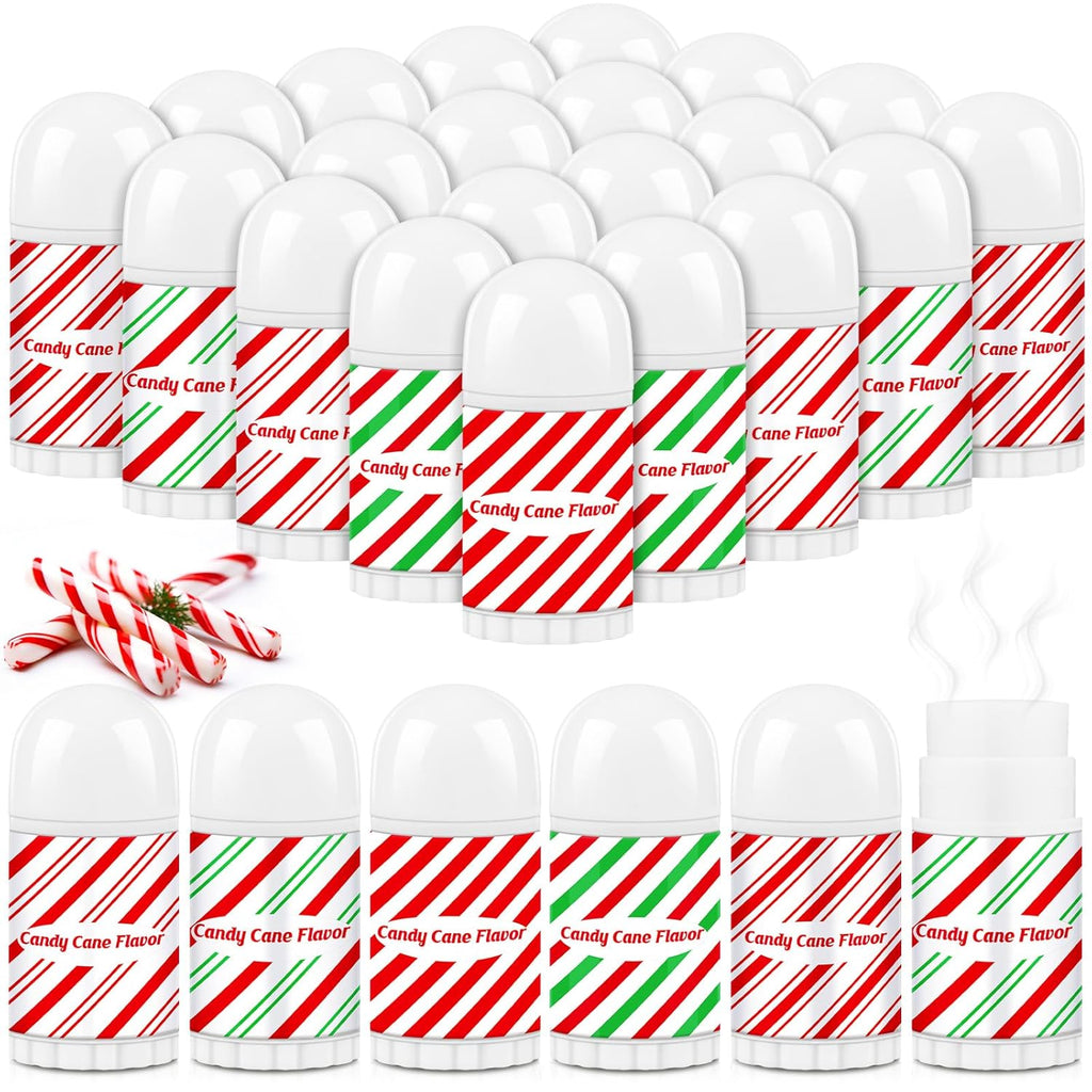 50 Pcs Christmas Lip Balm Bulk Mini Candy Cane Peppermint Flavor Lip Balms Bulk Christmas Stocking Stuffers Xmas Party Gifts Small Thank You Employee Appreciation Gifts for Women Men (Candy)