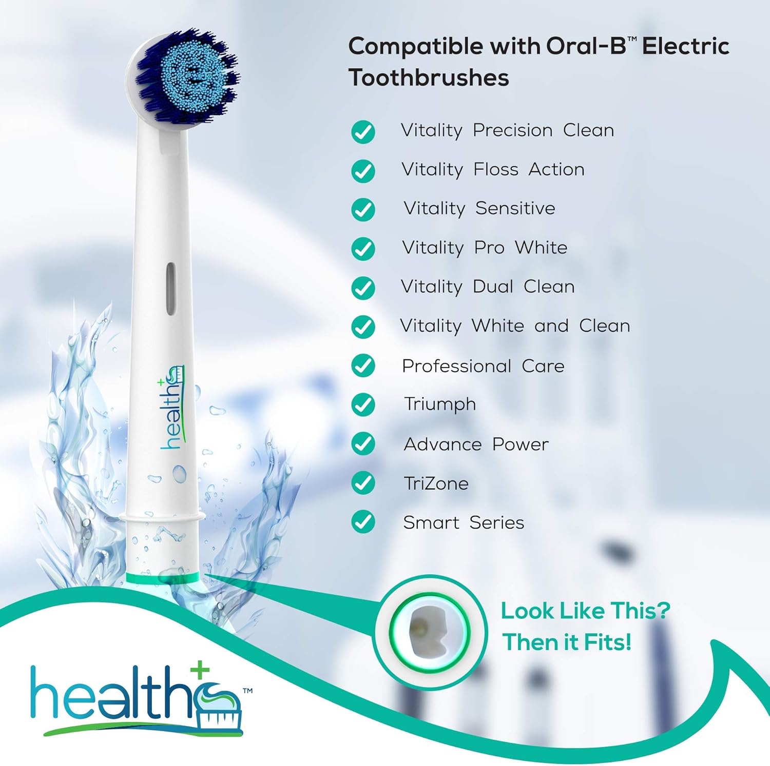 Compatible with Oral-B Electric Toothbrush Sensitive Replacement Head Generic - 8-Pack | Gentle-Action Tooth Brush Heads with Dupont Bristles | Sensitive Gums & Teeth & Gentle Whitening Action | Braun