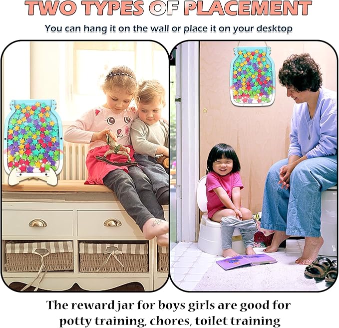 100pcs Reward Jar Classroom, Reward Jar for Kids, Star Jar Behavior Management Classroom Tools, Reward Jar for Good Behavior Home Classroom School Motivate(13 x 9.84") (Blue)