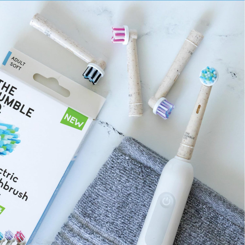 The Humble Co. Electric Toothbrush Heads – Replacement Heads Compatible with Oral B Toothbrush, Helps Remove Plaque and Eliminate Bad Breath (4pk)