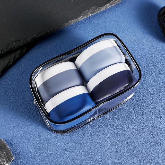 Travel Containers for Toiletries, Silicone Cream Jars BPA-Free, Leak-proof 1.35oz Travel Size Containers, Portable Size Silicone Jars with Lid for Cosmetic Face Hand Body Cream (4 Pack)