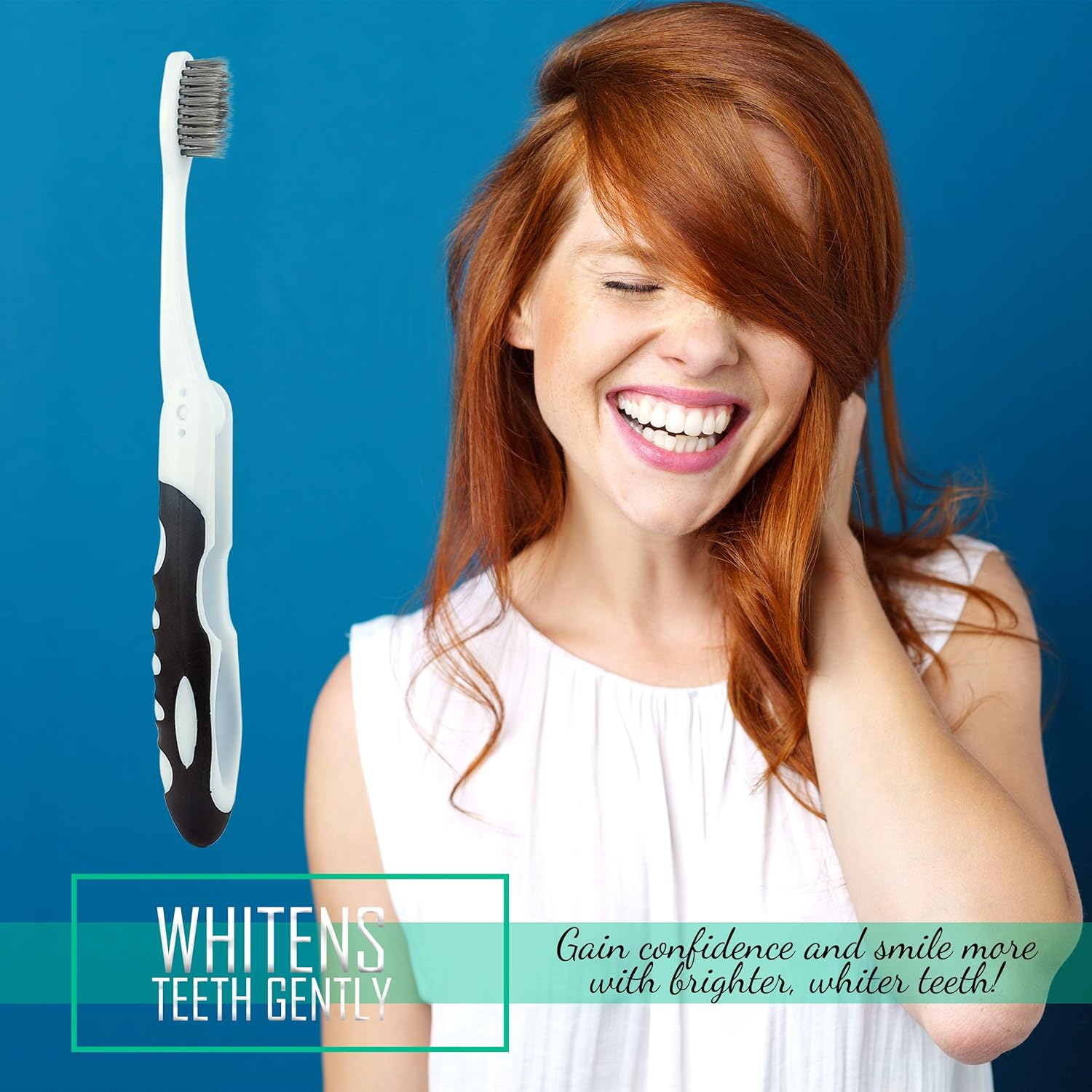 Lingito Travel Charcoal Toothbrush, On The Go Folding Feature, Soft Bristle Brushes (2 Pack)