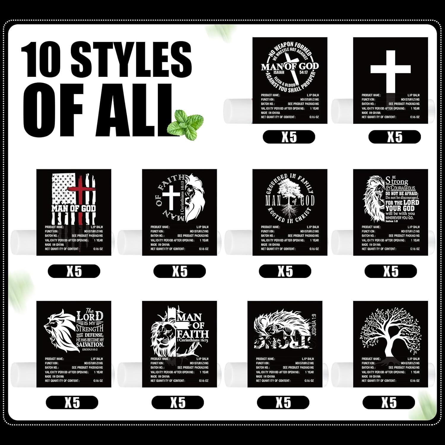 50 Pack Christmas Christian Religious Gifts Bulk Lip Balms for Men Church Party Favors Bible Verse Lip Balms with Scripture Gifts for Coworkers Staff Employee Christmas Stocking Stuffers