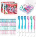 JASUNLEE 70Pack Mini Disposable Toothbrushes with Toothpaste Tongue Scraper Floss Pick 5-in-1 Portable Pre-Pasted Travel Toothbrush On The Go Toothbrush for Kids Adult