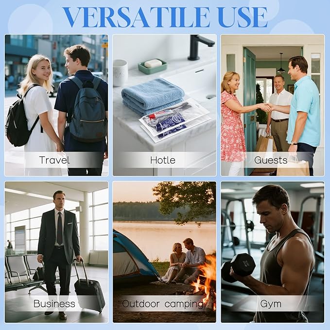 Disposable Toiletry Kits, 6 In 1 Bulk Travel Size Hygiene Care Packages,Essential Men Women Individually Wrapped Personal Toiletries Set for Hotel, Charity/Guests/Shelter/Homeless (20 Pack)