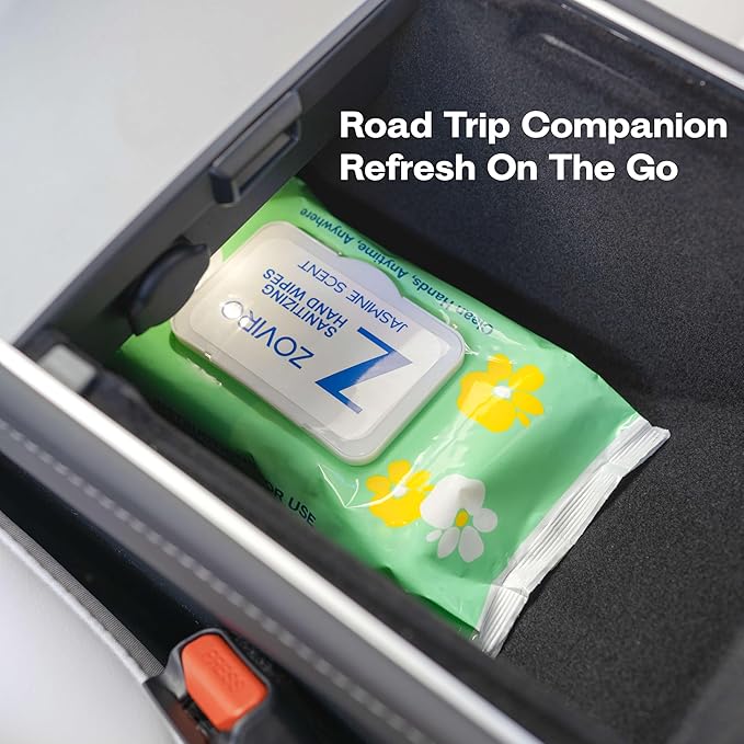 Zoviro Hand Sanitizer Wipes, Jasmine Essential Oils, 100% Viscose Ultra-Soft Wipes, Moisturizing & Non-Sticky, Jasmine Scent, Adults & Kids, 80 Count (Pack of 6)