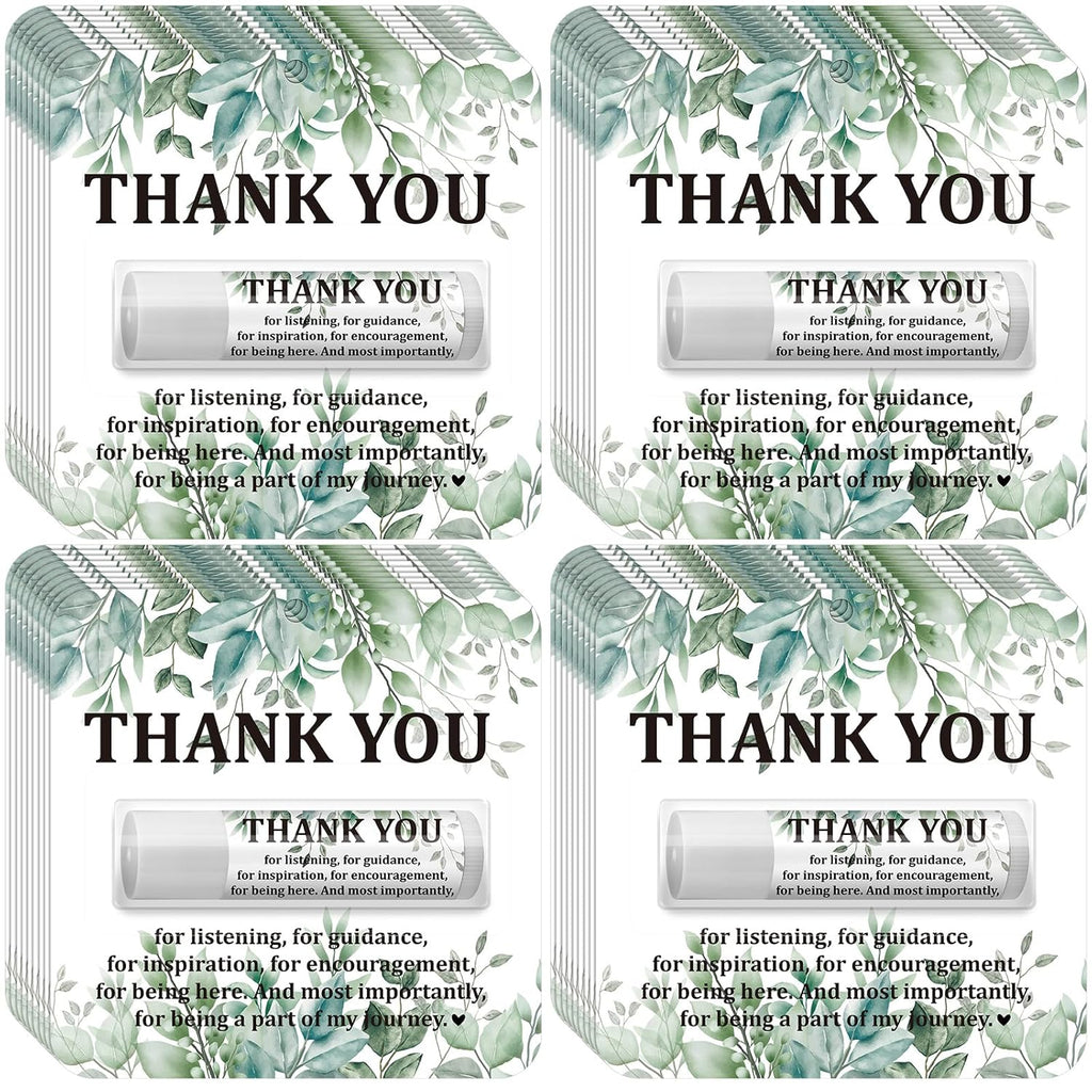 30 Pack Christmas Employee Appreciation Gift Lip Balms Bulk Staff Teacher Team Volunteer Thank You Gift Thanksgiving Christmas Appreciation Party Favor for Women Men(Leaf,Green White)