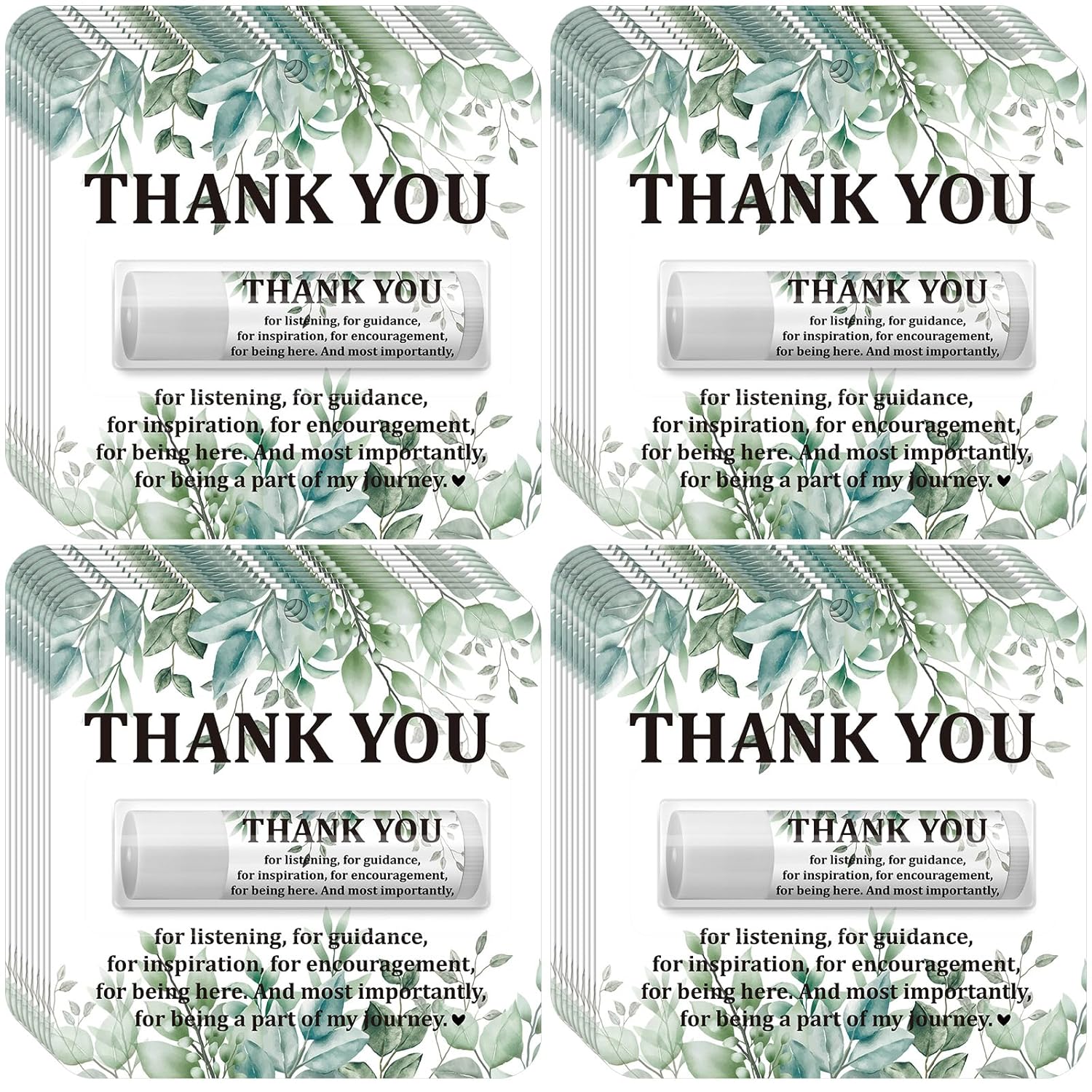 30 Pack Christmas Employee Appreciation Gift Lip Balms Bulk Staff Teacher Team Volunteer Thank You Gift Thanksgiving Christmas Appreciation Party Favor for Women Men(Leaf,Green White)