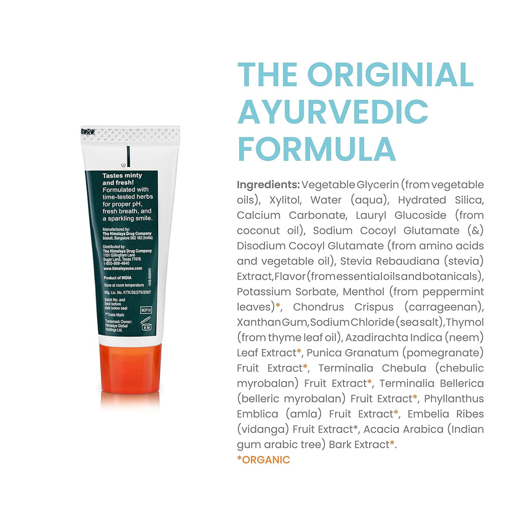 Himalaya Botanique Neem & Pomegranate Travel Toothpaste, Mint Flavor - Travel Size Fluoride Free Toothpaste Fights Plaque & for Fresh Breath - Vegan, Gluten Free, No SLS, 0.74 oz (Pack of 20)