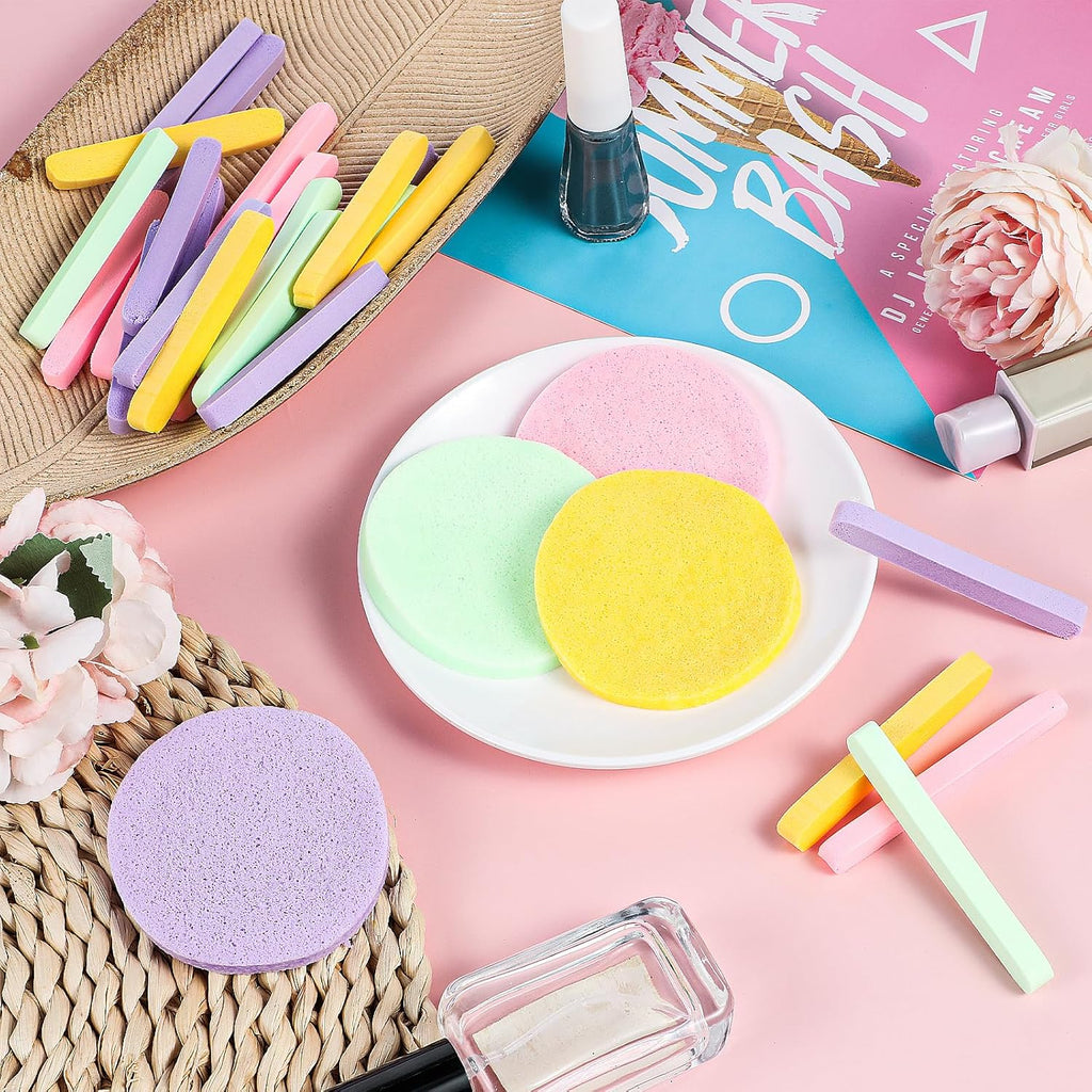 240 Count Compressed Facial Sponges Makeup Removal Round Face Wash Sponges Reusable Face Sponges for Cleansing Exfoliating PVA Spa Facial Pads for Women Esthetician Beauty Remover Supplies, 4 Colors