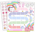 10 Unicorn Reward Chart with 216 Round Stickers, Incentive Behavior Chart for Kids at Home Classroom, Kids Routine Daily Chore Sticker Chart-A20