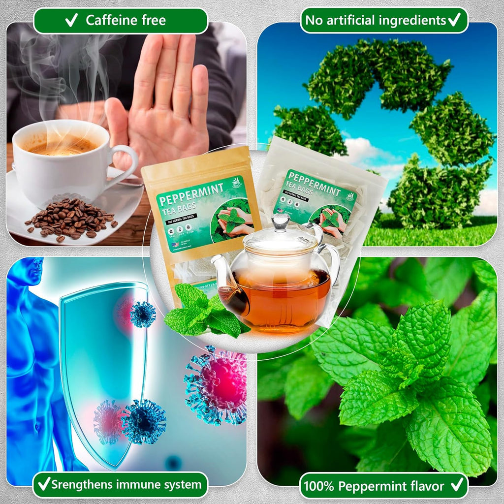 TeaDreamTea Peppermint Tea - Mint Tea Bags - Alleviates Digestive Discomfort | Herbal Tea - Aromatic & Caffeine Free - Bulk (300 Teabags)