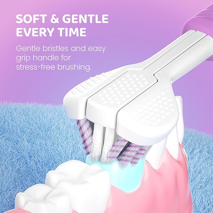 Well Before Ultrasonic Kid's U-Shaped Electric Toothbrush, IPX7 Waterproof, Five Cleaning Modes (Unicorn, Pink Ages 2-7)