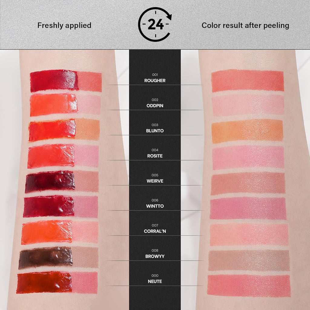 All-Day Lip Set – Liptique (001 ROUGHER) Long Lasting Peel Off Lip Stain & Lip Glow Nourishing Oil