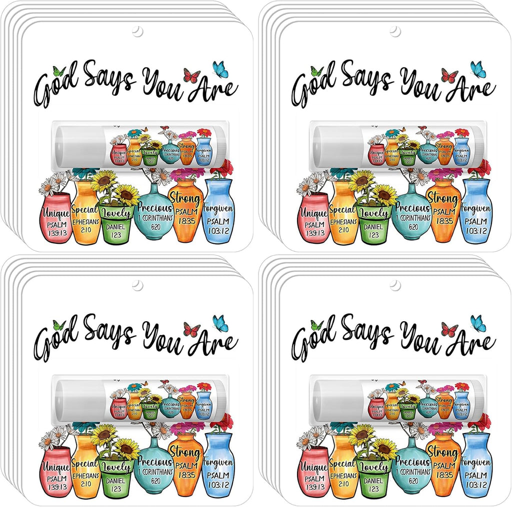 25 Pack Christmas Sunflower Gifts Religious Bible Verse Lip Balms Bulk 5 Flavor for Women Men Christian Religious Church Party Favors with Scripture Inspirational Gifts for Coworkers Staff