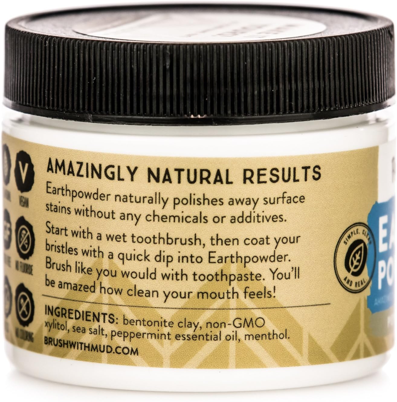 Redmond Earthpowder, All Natural Tooth and Gum Powder Bentonite Clay, Peppermint