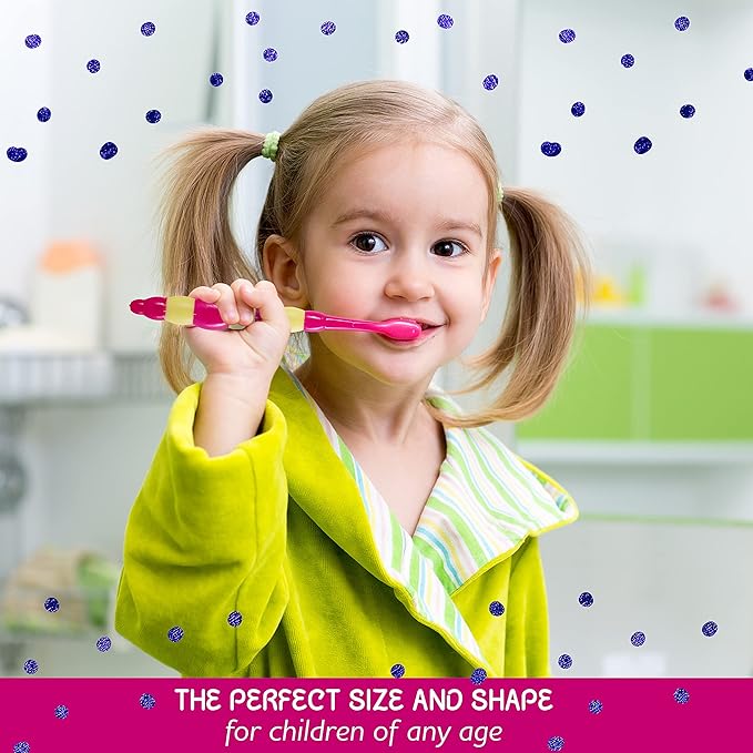 Kids Toddler Toothbrush Pack - Soft Toothbrush for Tiny Hands Boys & Girls (2-4 Years) - 4 Pack With Timer