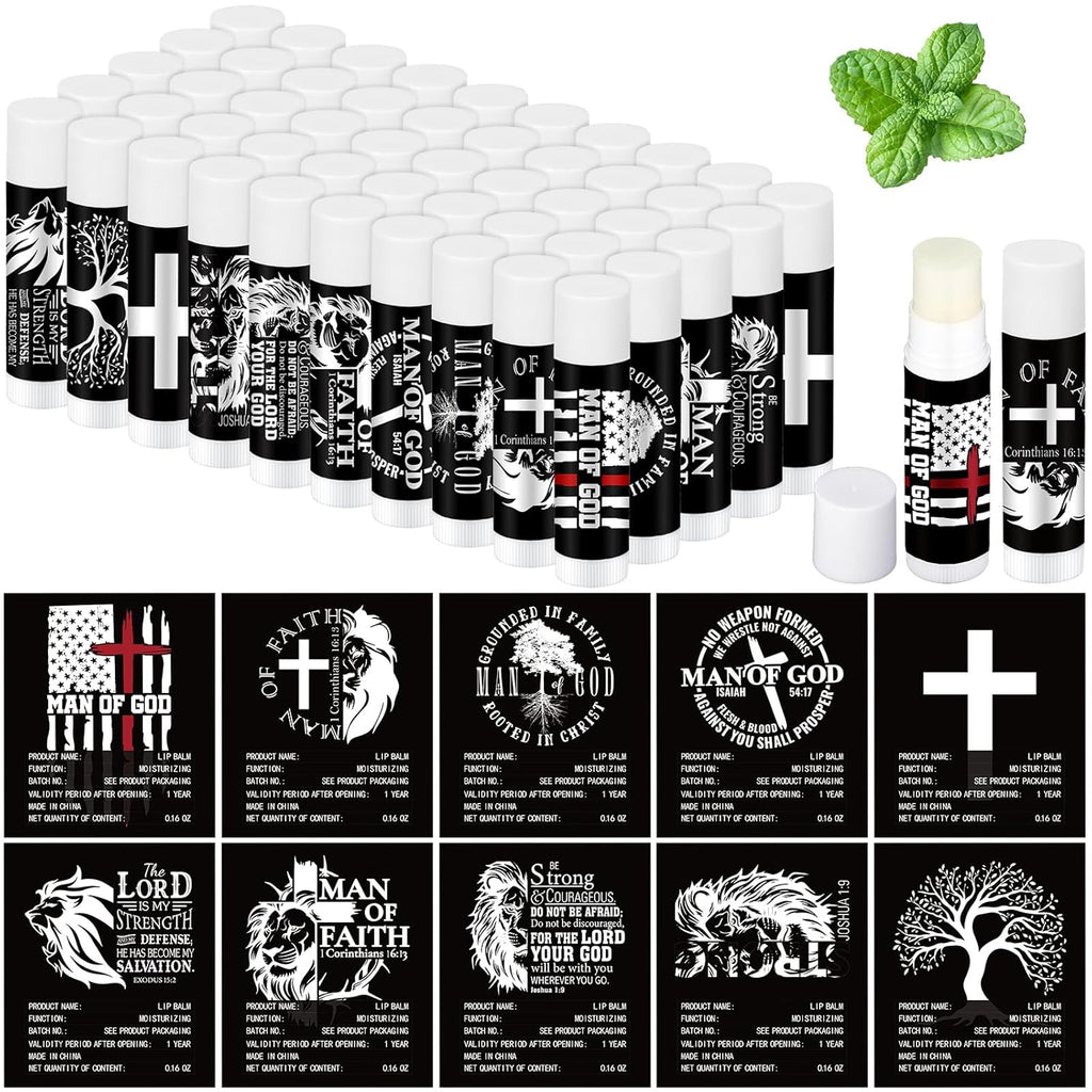 50 Pack Christmas Christian Religious Gifts Bulk Lip Balms for Men Church Party Favors Bible Verse Lip Balms with Scripture Gifts for Coworkers Staff Employee Christmas Stocking Stuffers