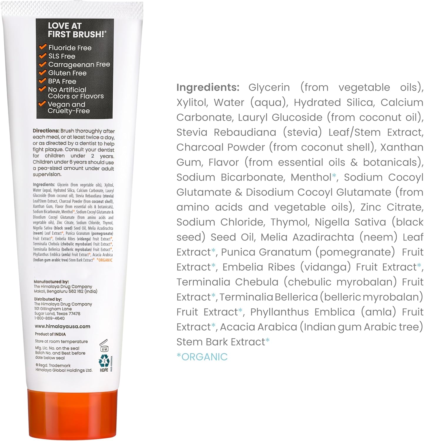 Himalaya Botanique Whitening Antiplaque Toothpaste with Charcoal + Black Seed Oil, Fluoride Free, for Whiter Teeth, 4 oz, 2 Pack…