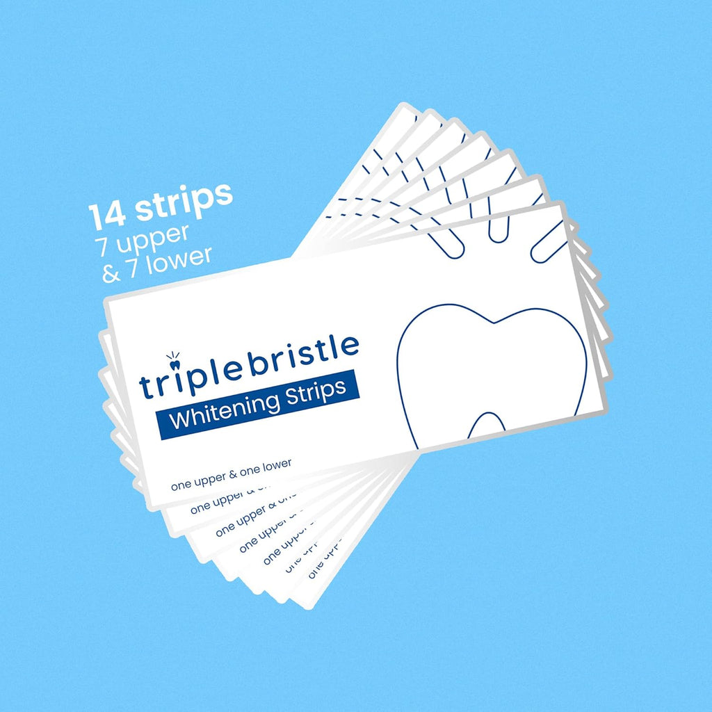 Triple Bristle Teeth Whitening Strips, Sensitive Teeth Friendly, 14 Whitening Strips Per Box, Mint and Coconut Teeth Whitening Strip, Enamel Safe - Without Sensitivity, 3 Pack