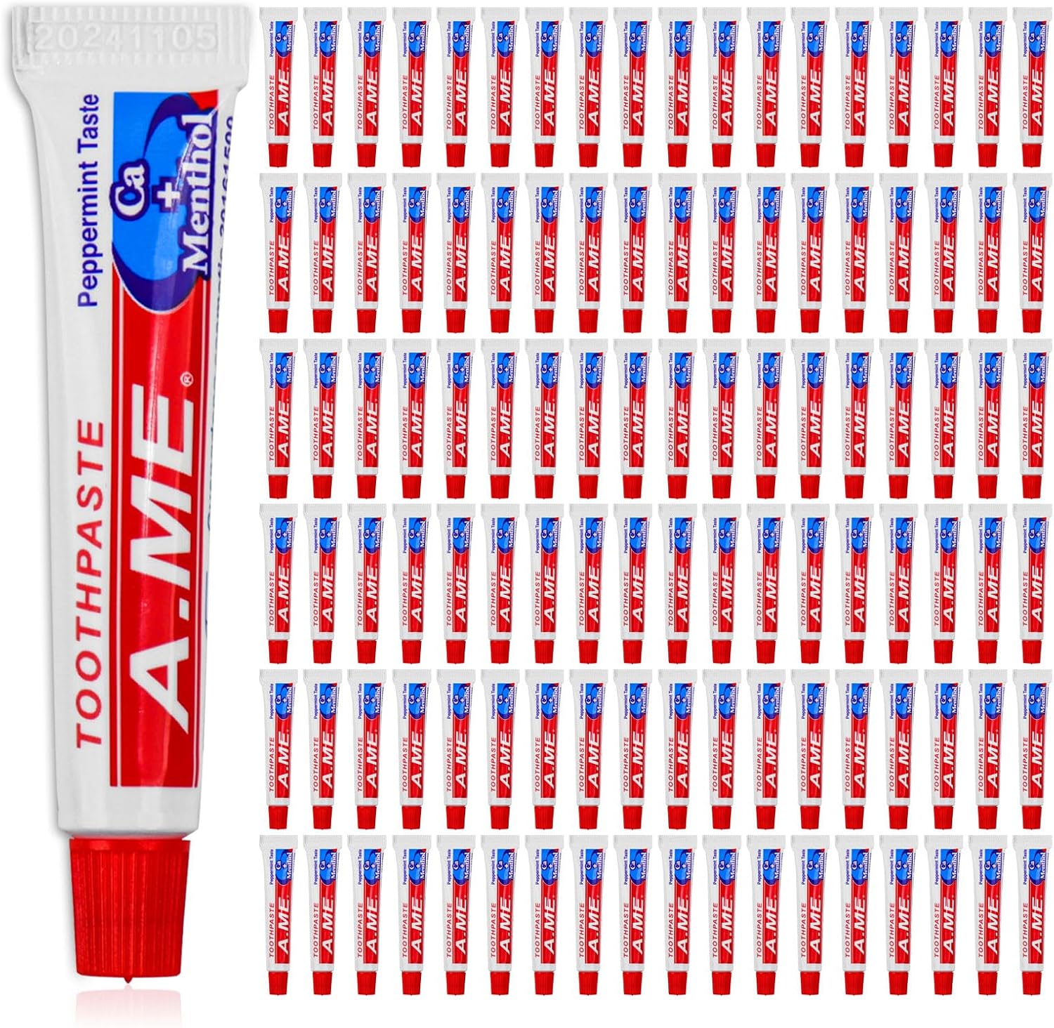 Travel Size Toothpaste Bulk, Disposable Small Portable Toothpaste, Travel Pocket Size for Vacation Hotel, Shelter/Homeless/Nursing Home/Charity Mini 0.35 oz (Pack of 100)