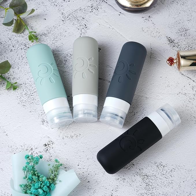 Travel Bottles for Toiletries, TSA Approved Travel Containers 3oz Leak Proof Travel Tubs Refillable Liquid Travel Accessories for Shampoo Conditioner Lotion Body Wash(Multicolored A)