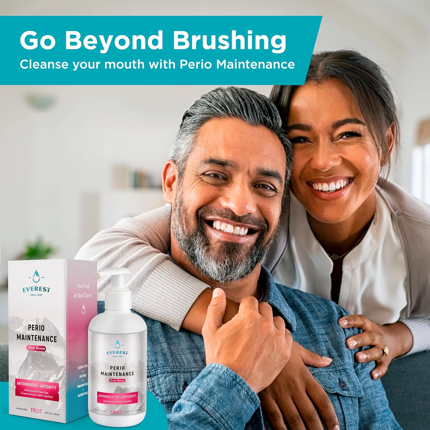 Perio Maintenance Alcohol Free Mouthwash – Concentrated Mouthwash for Bad Breath, Plaque, Sensitive Teeth, and Gingivitis or Gum Disease - Stannous Fluoride Rinse by Everest Oral Care 10 Fl oz