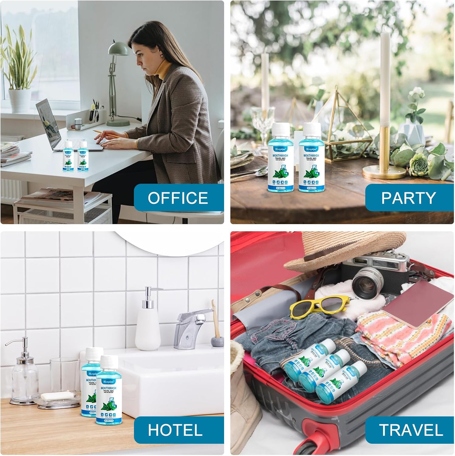 50 pcs Travel Size Mouthwash Bulk Mini Mouthwash, Fresh Mint Portable Mouthwash Individual 1.2oz/35ml Mouthwash Bottles for Travel Toiletry Kits