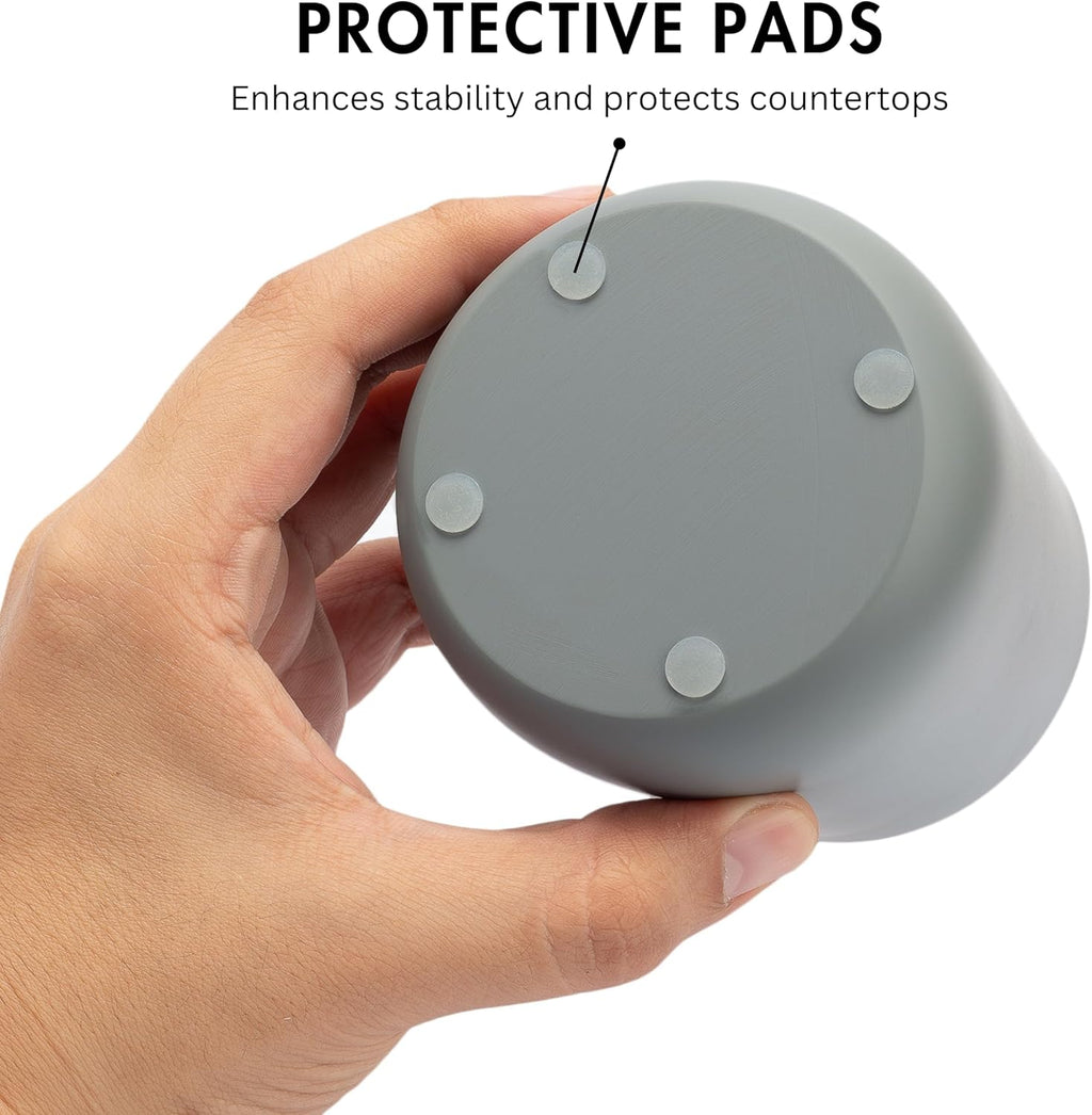 Matte Gray Toothbrush and Toothpaste Holder and Cup for Bathroom Vanity and Countertop, Round Organizer for Electric Toothbrushes, Floss, Razors, Cotton, and Mouthwash