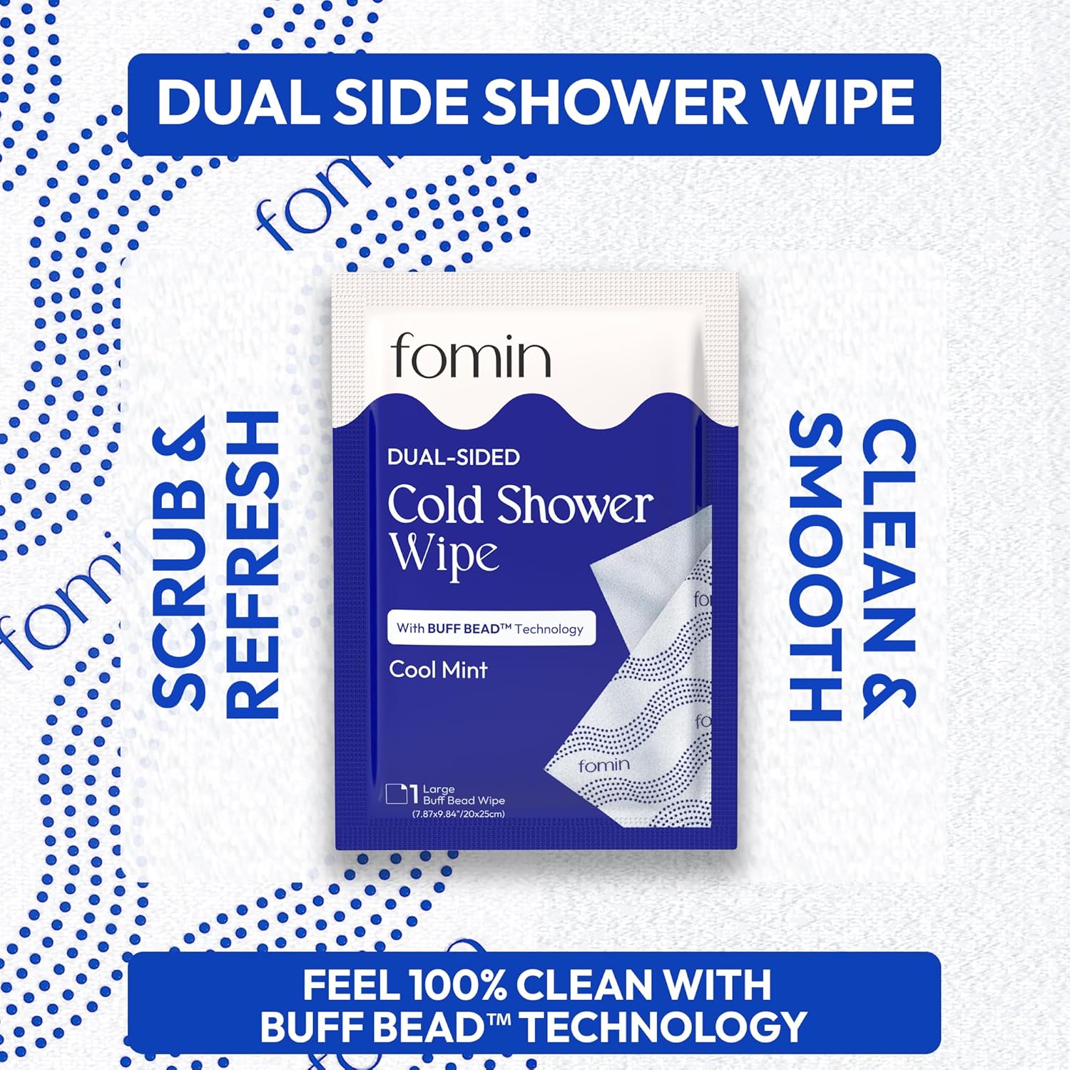 FOMIN Travel Cold Shower Wipes - 10 Pack - No Rinse XL Bathing Wipes with Vitamin E - Fragrance-Free Full Body Wipe for Adults - Individually Wrapped Waterless Bath Wipe for Hygiene, Camping, & Gym