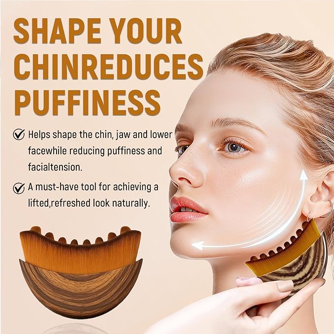 Lymphatic Contour Face Brush,Dry Lymphatic Contour Face Brush Soft Set,Lymphatic Drainage Massager for Face,Chin & Neck Relaxation,Portable Beauty Tool with Travel Case. Style B