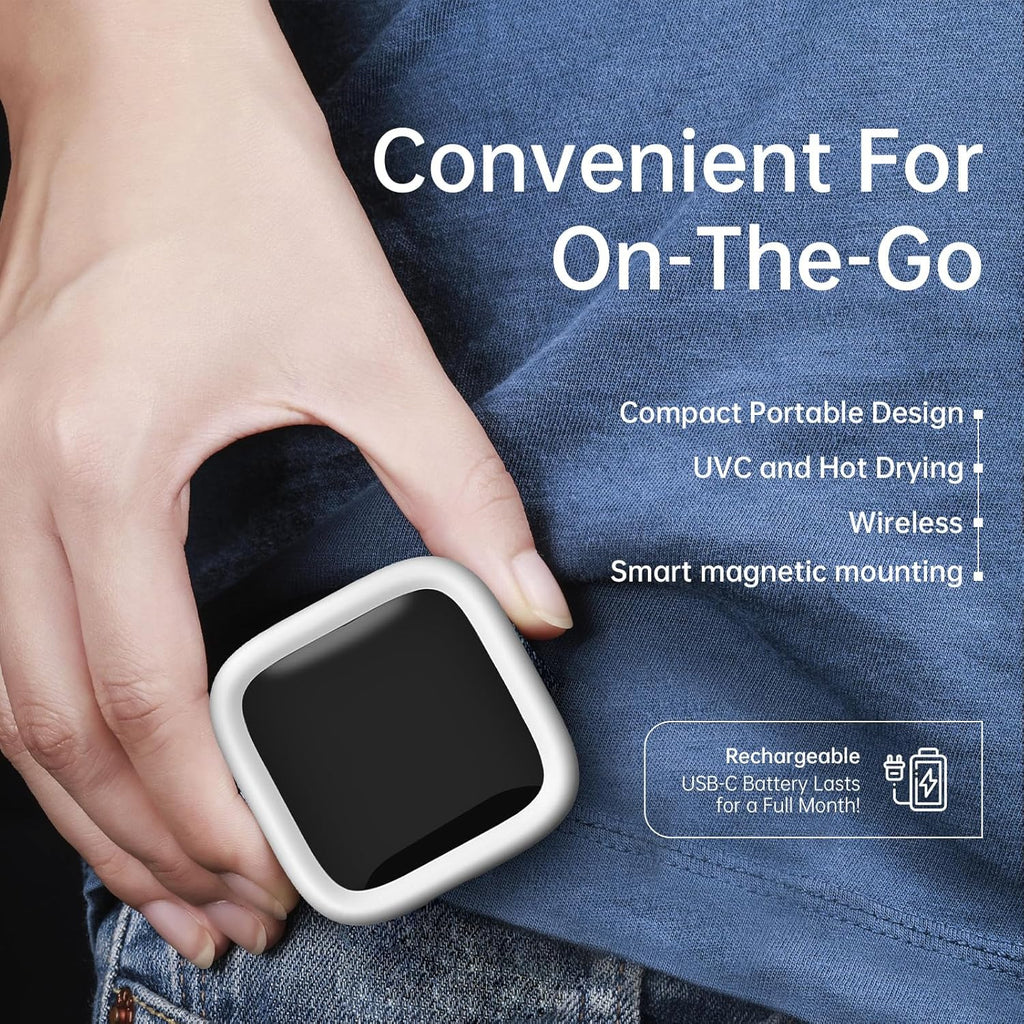 UV-C Toothbrush Sanitizer and Holder, Portable Toothbrush Case Magnetic Mounting, Rechargeable Toothbrush Cover for Any Toothbrush Head, Tooth Brush Cover Cap for Home & Travel (White)