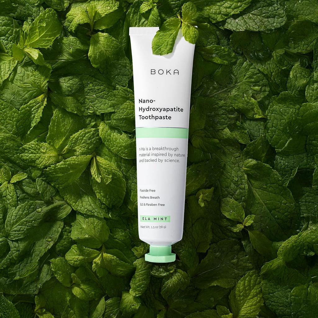 Boka Fluoride Free Toothpaste, Nano Hydroxyapatite Toothpaste, Appropriate for Sensitive Teeth - for Adult, Kids Oral Care - Ela Mint Flavor, 1.3 Fl Oz 2Pk US Manufactured