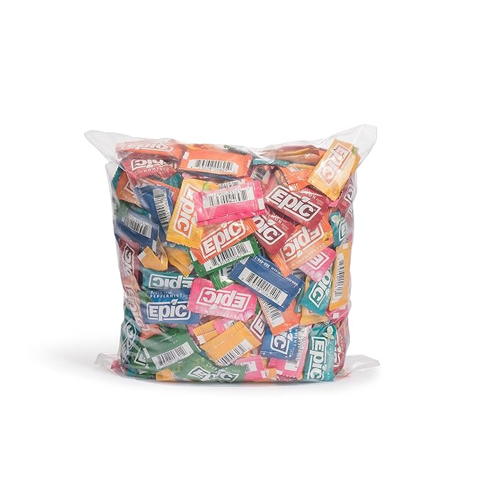 Epic 100% Xylitol Gum, 500 Pieces Individually Wrapped - Aspartame Free, Sugar Free Remineralizing Gum (Bubblegum, Cinnamon, Fresh Fruit, Orange Mango, Peppermint, Spearmint, Wintergreen)